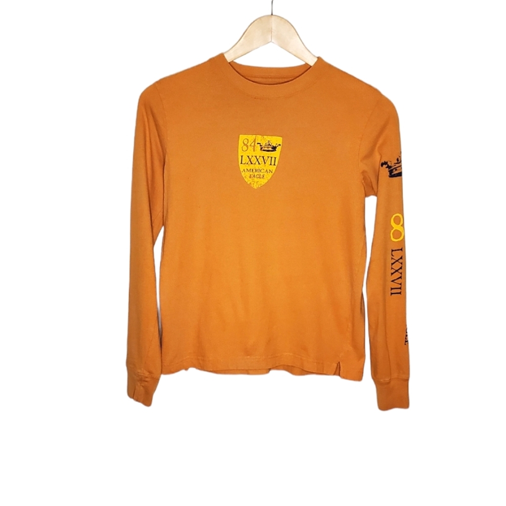 Goldenrod AE Long Sleeve Casual T-Shirt with Distressed Look Logo